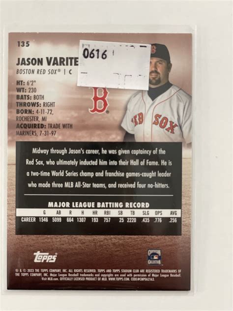 Jason Varitek Topps Stadium Club Orange Sepia Black White