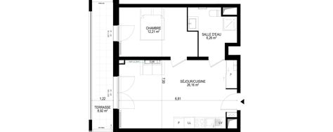 Plan appartement T2 de 44 63 m² neuf à Monteux résidence Les Jardins