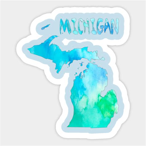 Colorful Isolated Michigan Map In Watercolor United States Michigan