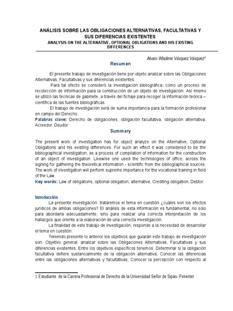 PDF ANÁLISIS SOBRE LAS OBLIGACIONES ALTERNATIVAS FACULTATIVAS Y SUS