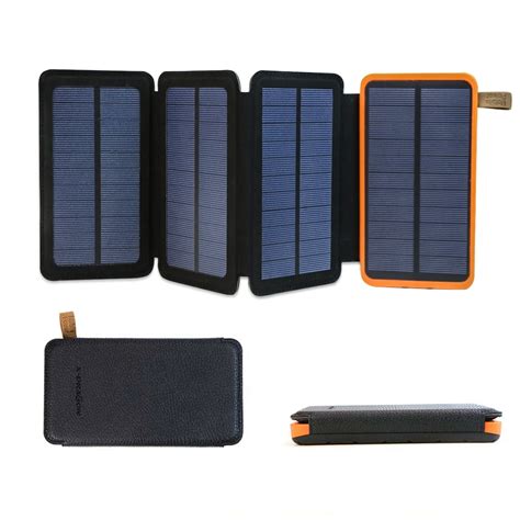 Portable Solar Battery Charger 10000 mAh Rechargeable Solar Power Bank ...