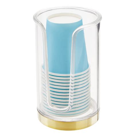 Mdesign Plastic Small Bathroom Disposable Paper Cup Dispenser Clear