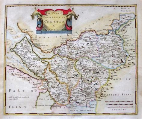 THE COUNTY PALATINE OF CHESTER Cheshire By Robert Morden C 1695