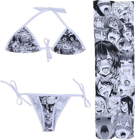 Amazon Quker Bean Lolita Japanese Manga Anime Ahego Face Micro Bikini Bra And Thong Set