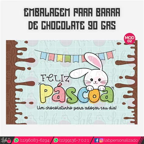 Caixa para Barra de Chocolate 90 grs Páscoa Couche 300 grs Lab