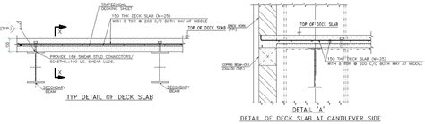 Typical Detail Of Deck Slab At Cantilever Side With Dimensions And