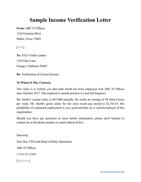 Template No Income Letter Sample Templates Sample Printables