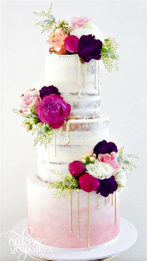 The Prettiest Semi Naked Drip Wedding Cakes Wedding Style Elixir