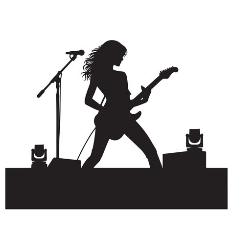 Guitarist Silhouette Silhouette Of Guitarist On White Background Black Silhouette Guitarist