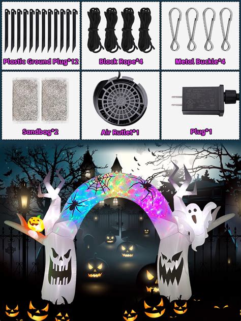 Ebanku 10ft Halloween Inflatable Decoration Colorful Pumpkin Ghost Decorations With Build In