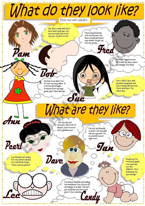 DESCRIBING PEOPLE (Appearance & Personality) - ESL worksheet by pilarmham 