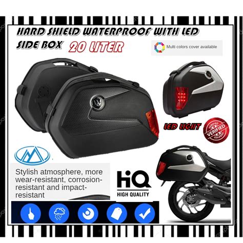MODENAS WATERPROOF V35 SIDE BOX ABS PLASTIC WITH LED LIGHT HARD SHEILD NAKED BIKE TOURING BIKE