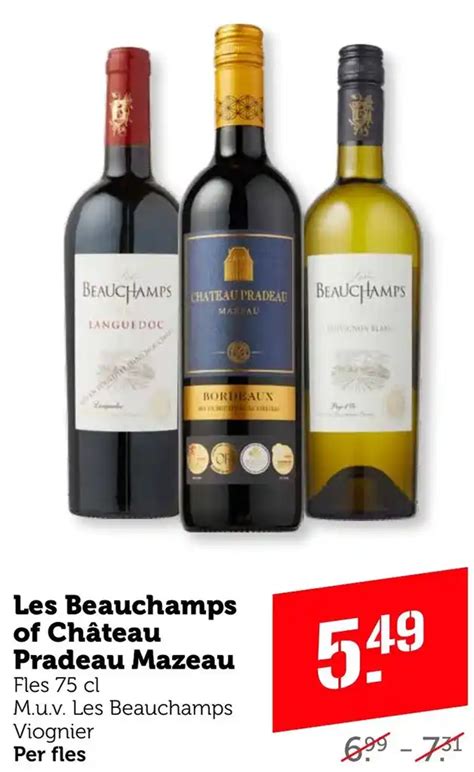 Les Beauchamps of Château Pradeau Mazeau Fles 75 cl aanbieding bij Coop