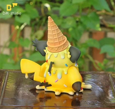 Big Small Scale Ice Cream Pichu Pikachu Pokemon Resin Statue Dm