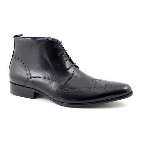 Buy Mens Black Brogue Lace Up Boots Gucinari Design