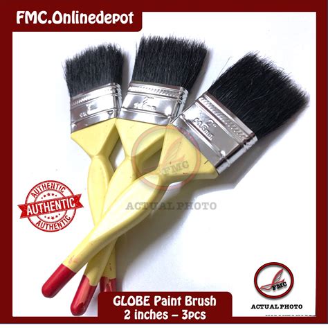 3 Pcs 2 Inches Globe Paint Brush For Walls And Furnitures Black