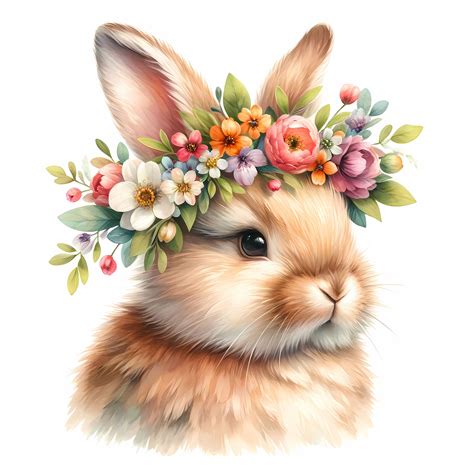 Bunnies With Flower Wreaths Clipart 11 Premium Jpgs Digital Planner