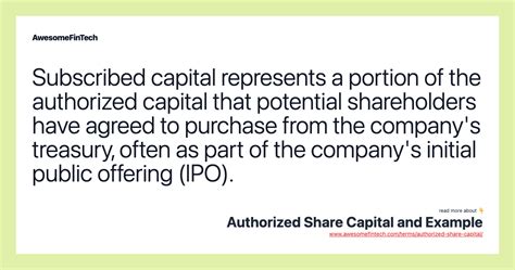 Authorized Share Capital and Example | AwesomeFinTech Blog