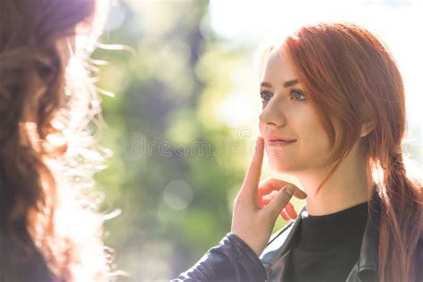 Smiling Girl And Lesbian Friend Stock Image Image Of Dating Love