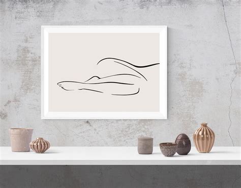 Nude Woman Body Line Art Print Abstract Female Body Line Wall Etsy Uk