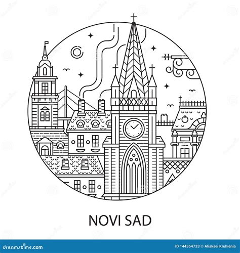 Serbian Landmarks, Serbia Architecture Monuments, Tourism Theme Cartoon