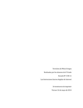 Versiones de mitos griegos autores 6º PDF Descarga Gratuita