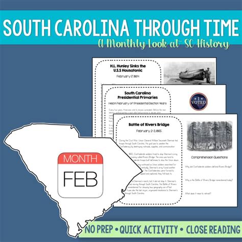 South Carolina History By Month Bundle Reading Passages About South