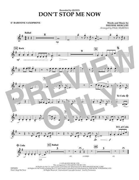 Paul Murtha Don T Stop Me Now Eb Baritone Saxophone Sheet Music And Printable Pdf Music