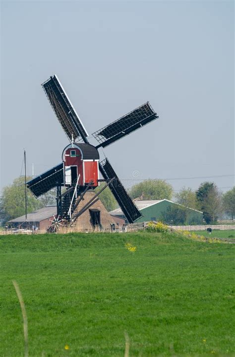 View On Traditional Dutch Wind Mill Spring Landscape In North Holland