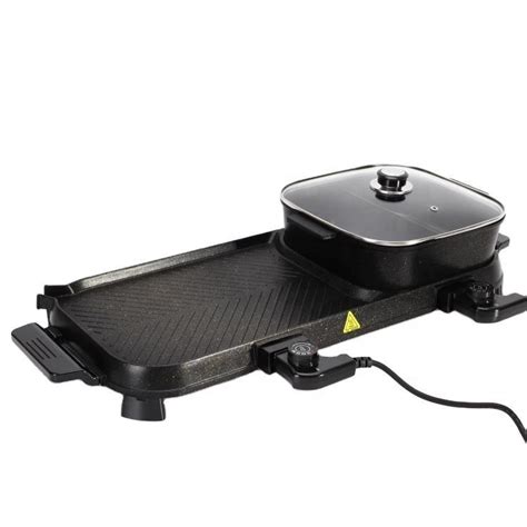 Metal Electric Bbq Grill With Hot Pot Multifunctional Hot Pot Bbq With Hot Pot And Electric
