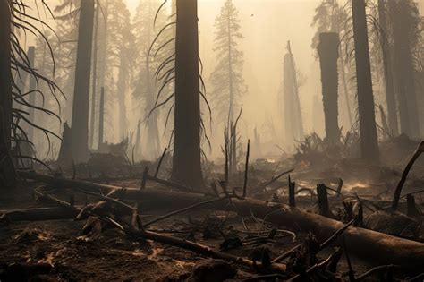 Premium Ai Image A Burned Forest Floor With A Burned Forest In The