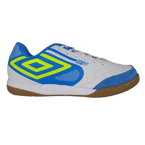 Chuteira Futsal Umbro Pro 5 Bump Club Masculino Branco Azul