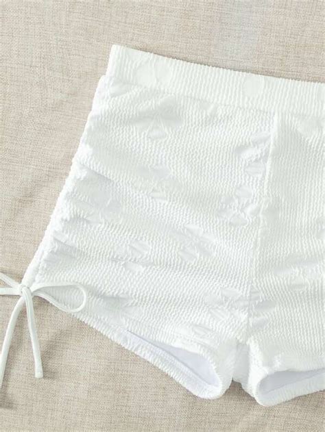 Shein Swim Basics Solid Bikini Set Halter Triangle Bra High Waisted Boxer Shorts Piece