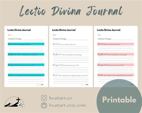 Lectio Divina Journal With Guided Questions For Catholics Printable Etsy