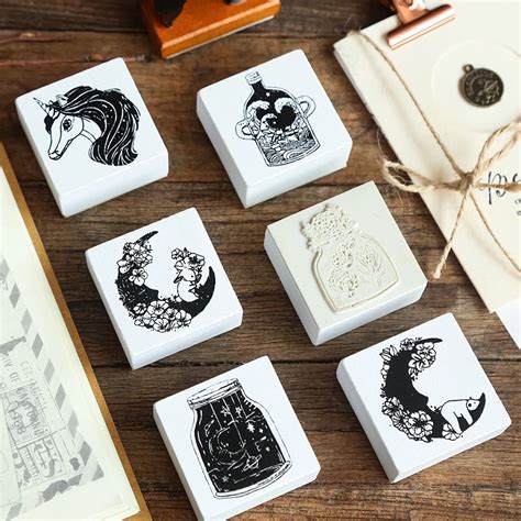 1 шт. необычная серия Единорог diy деревянный штамп винтажный резиновый ...