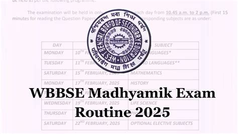 WB Madhyamik Exam Routine 2025 Out Check West Bengal Class 10th Exam