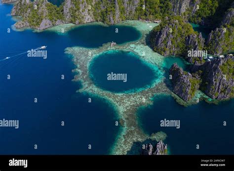 Aerial Image Of Twin Lagoon Coron Palawan Philippines Stock Photo Alamy