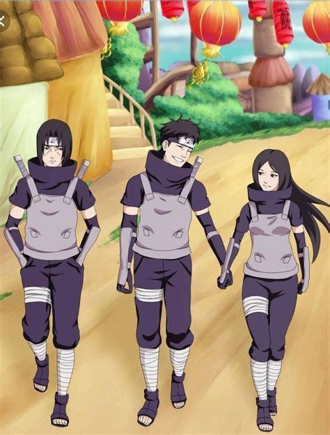 Three Anime Characters Walking Down A Dirt Road With Lanterns Hanging