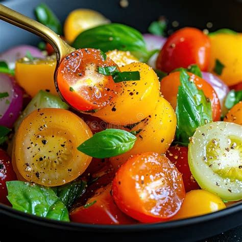 heirloom cherry tomato salad  fresh basil pepper  olive oil
