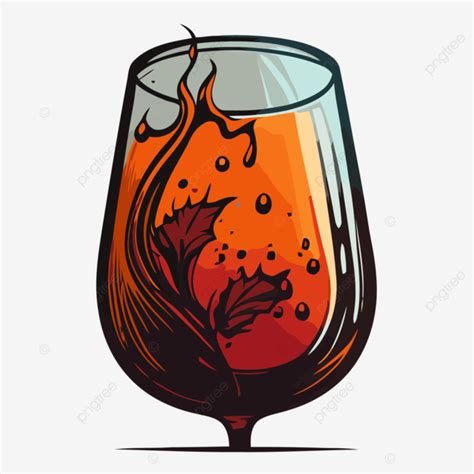 Stemless Wine Glass Vector Sticker Clipart Glass Of Liquid With Leaves And Flowers Drawing