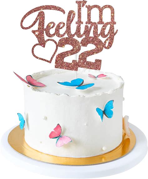 Rose Gold Glitter I‘m Feeling 22 Cake Topper 22nd Birthday