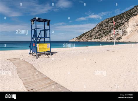 KEFALONIA, GREECE - September 30, 2017: Beautiful Myrtos beach with
