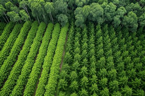 Premium Photo Aerial View Of A Dense Forest And Cultivated Land