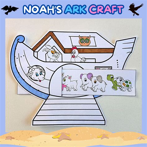 Noah's Ark Craft Printable, Noah's Ark and Animals Coloring, Sunday