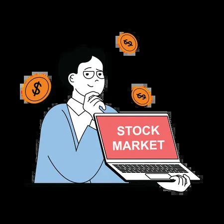 man thinking  investment  stock market illustration