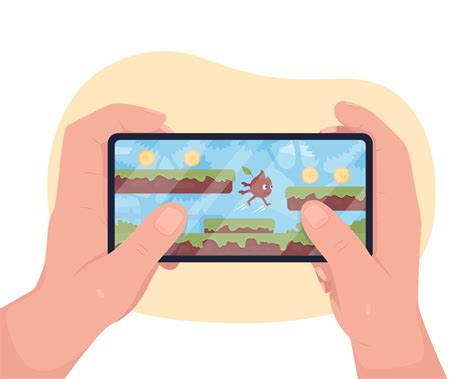 Playing games on mobile phone 2D vector isolated illustration 4652394