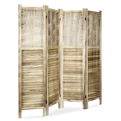 ECOMEX 4 Panel Room Dividers Fully Assembled 5 6Ft Carved Room Dividers