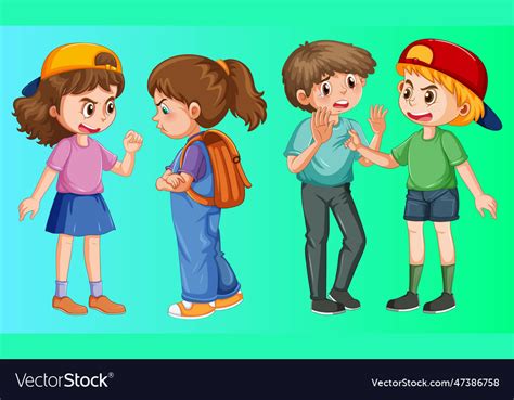 Set of bully kids cartoon character design Vector Image