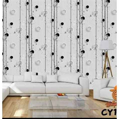 Jual Wallpaper Dinding Motif Polkadot Garis Hitam Shopee Indonesia