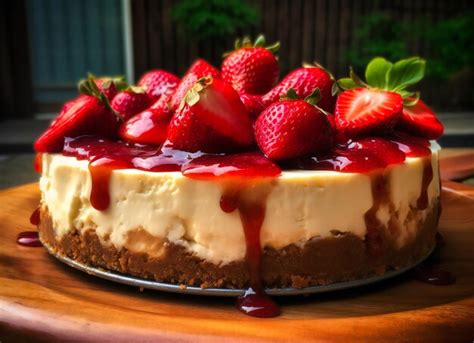 Premium Photo Strawberries And Cream Cheesecake